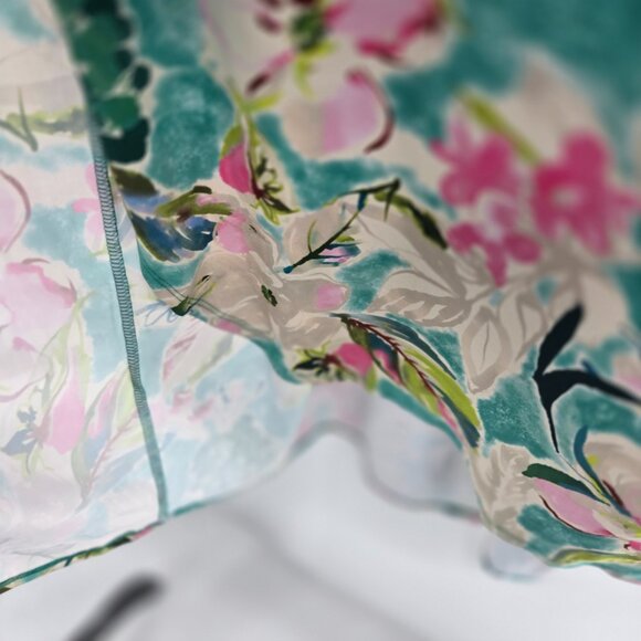 Torrid Teal Tea Length Midi Chiffon Pleated Shark Bite Floral Dress Size 3/3x - Picture 5 of 12